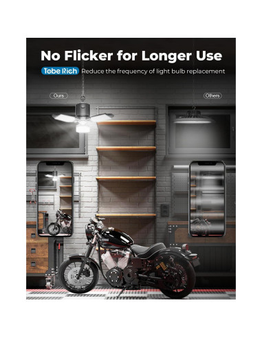 Luz de Garaje LED Toberich 8000LM Sensor de Movimiento 3 Modos