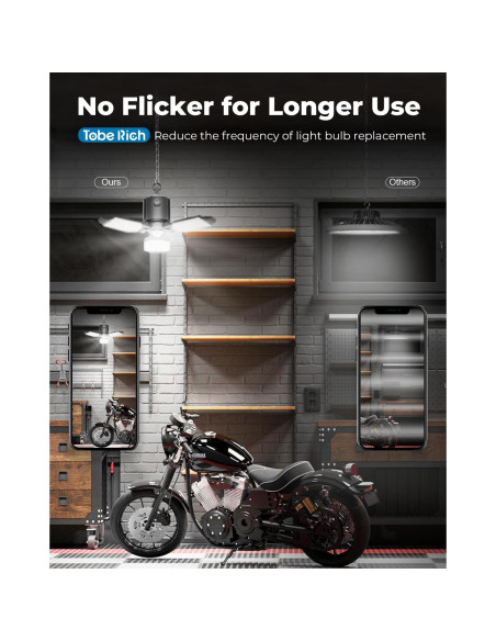 Luz de Garaje LED Toberich 8000LM Sensor de Movimiento 3 Modos