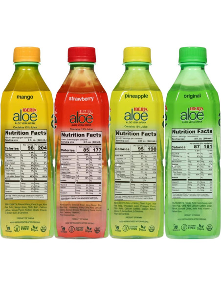Bebida de Aloe Vera Iberia con Pulpa - Variedad 8 Pack