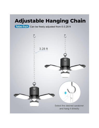 Luz de Garaje LED Toberich 8000LM Sensor de Movimiento 3 Modos