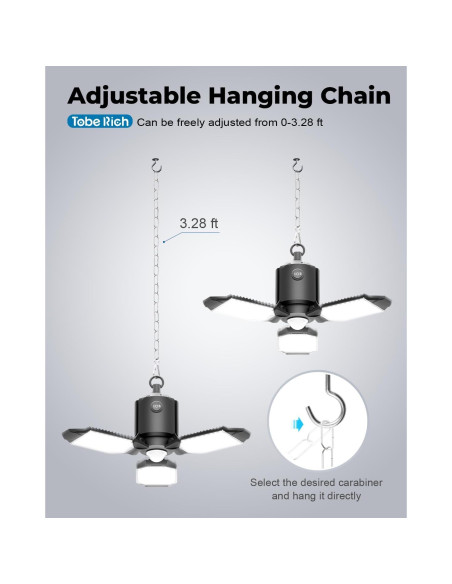 Luz de Garaje LED Toberich 8000LM Sensor de Movimiento 3 Modos