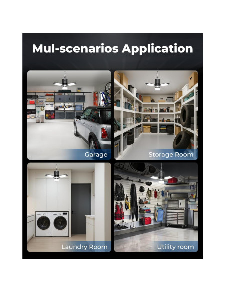 Luz de Garaje LED Toberich 8000LM Sensor de Movimiento 3 Modos