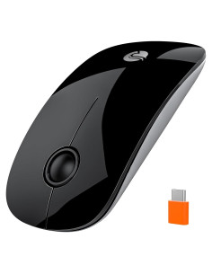 RAPIQUE R306C Ratón Inalámbrico USB-C Silencioso Negro
