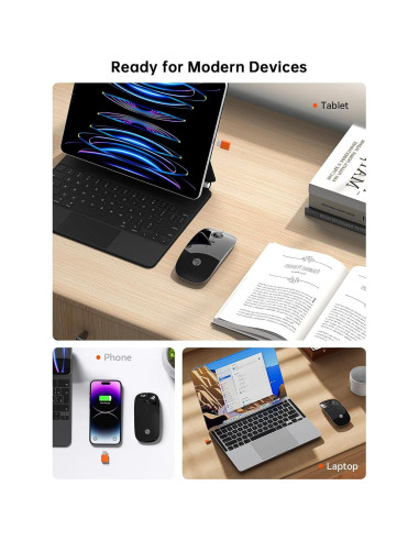 RAPIQUE R306C Ratón Inalámbrico USB-C Silencioso Negro