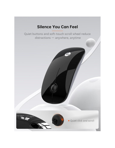RAPIQUE R306C Ratón Inalámbrico USB-C Silencioso Negro