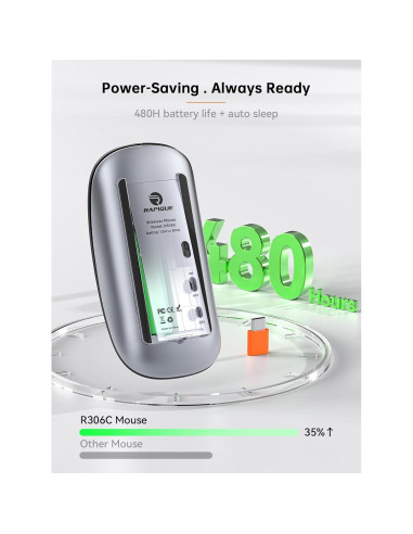 RAPIQUE R306C Ratón Inalámbrico USB-C Silencioso Negro