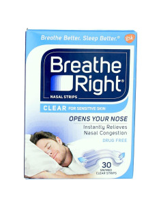 Tiras Nasales Breathe Right Transparentes Pequeñas 30 Unidades