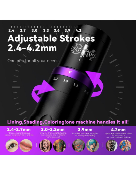 Máquina de Tatuaje Inalámbrica DMTATTOO con Pantalla LED