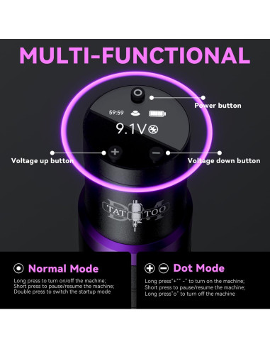 Máquina de Tatuaje Inalámbrica DMTATTOO con Pantalla LED