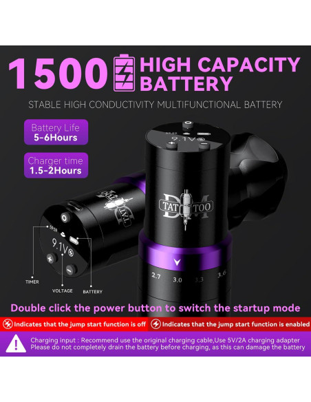 Máquina de Tatuaje Inalámbrica DMTATTOO con Pantalla LED