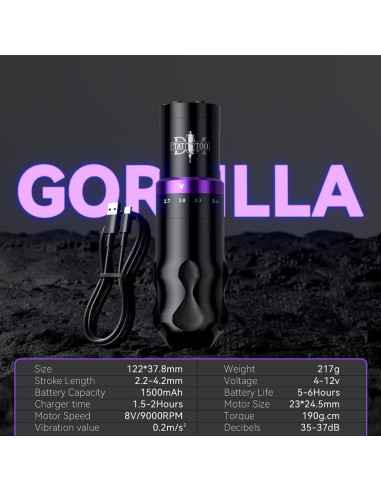 Máquina de Tatuaje Inalámbrica DMTATTOO con Pantalla LED