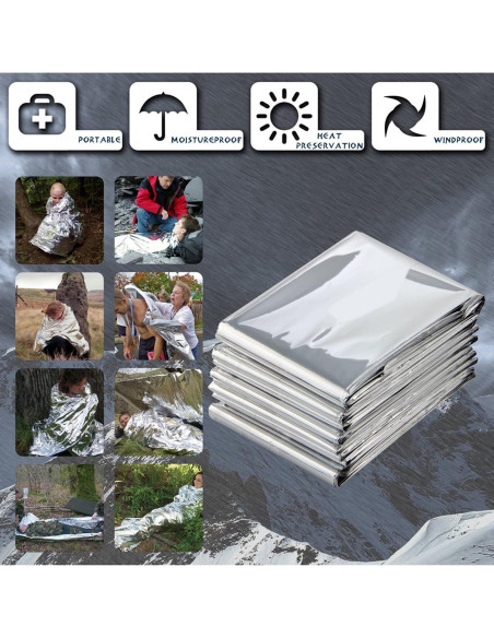 Manta de Emergencia Mylar MIXIAO - Paquete de 50 Unidades