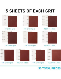Hojas de Lija LotFancy 50PCS 60-1000 Grano para Lijadora de Palma 2