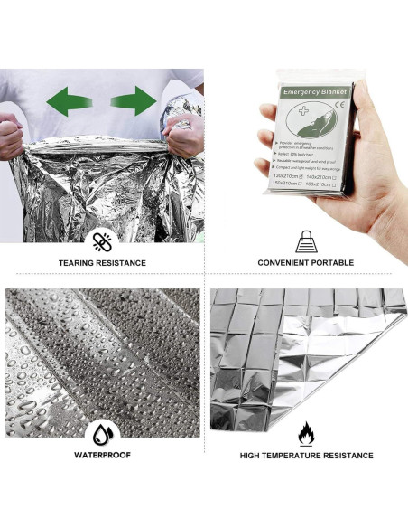 Manta de Emergencia Mylar MIXIAO - Paquete de 50 Unidades