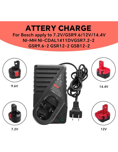 Cargador de Batería Ni-CD Ni-MH Bosch 7.2V-14.4V Compatible