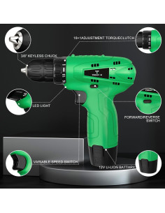 Taladro Inalámbrico Tegatok 12V con Batería y Cargador 2