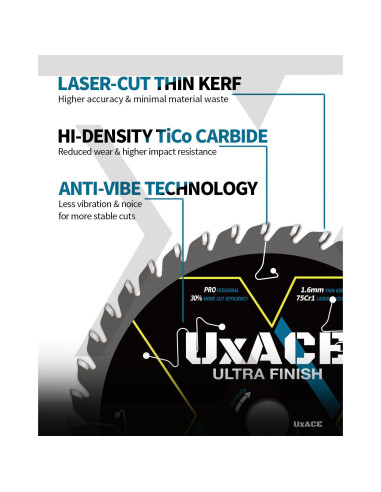 Hoja de Sierra Circular UXACE 13.97 cm 40 Dientes Carburo 2 Pcs