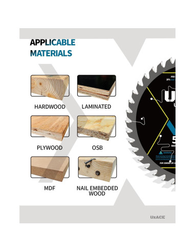 Hoja de Sierra Circular UXACE 13.97 cm 40 Dientes Carburo 2 Pcs