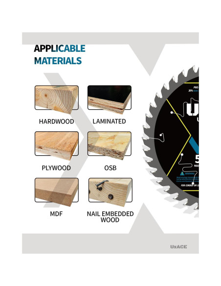 Hoja de Sierra Circular UXACE 13.97 cm 40 Dientes Carburo 2 Pcs