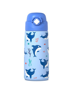 Botella de Agua Aislada Ntswasd 0.47L para Niños Tiburón