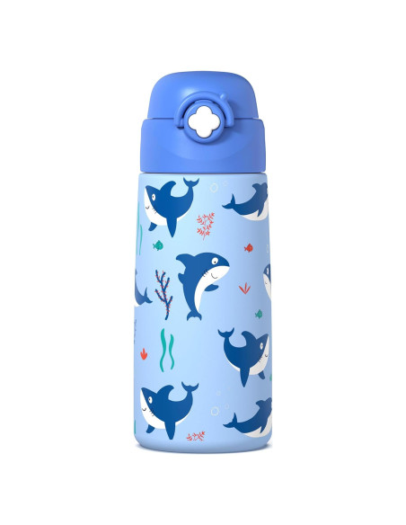 Botella de Agua Aislada Ntswasd 0.47L para Niños Tiburón