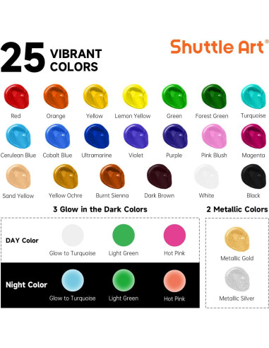 Conjunto de Pintura Acrílica Exterior Shuttle Art 25 Colores 60ml