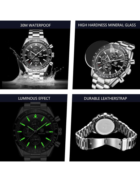 Reloj Cronógrafo de Cuarzo BENYAR BY-5140 Negro 30M Impermeable