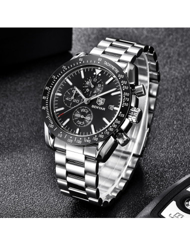Reloj Cronógrafo de Cuarzo BENYAR BY-5140 Negro 30M Impermeable