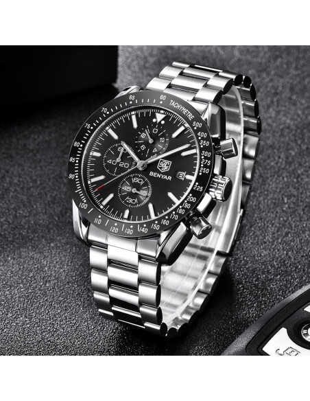 Reloj Cronógrafo de Cuarzo BENYAR BY-5140 Negro 30M Impermeable