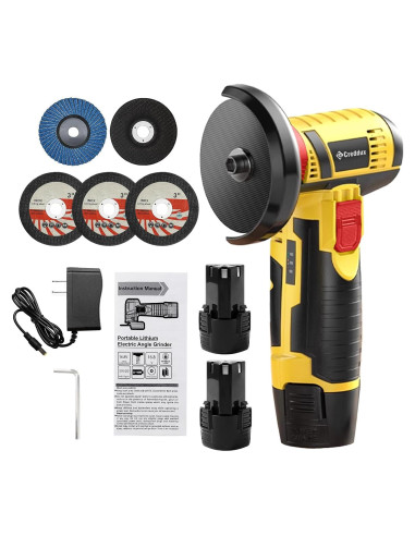 Amoladora Angular Inalámbrica Creddux 3" 16.8V 2000mAh Amarillo