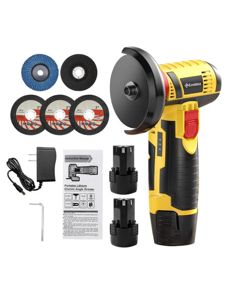 Amoladora Angular Inalámbrica Creddux 3" 16.8V 2000mAh Amarillo