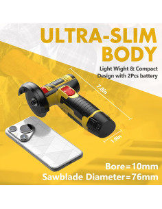 Amoladora Angular Inalámbrica Creddux 3" 16.8V 2000mAh Amarillo 2