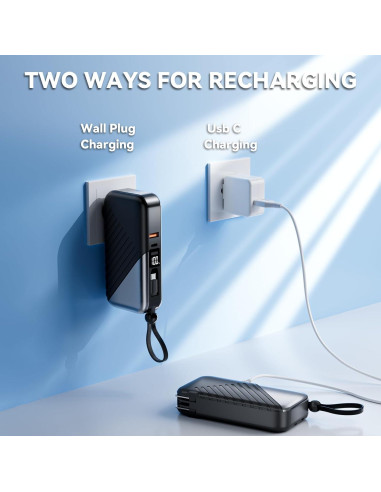 Cargador Portátil USB-C 10000mAh con Enchufe de Pared 27W