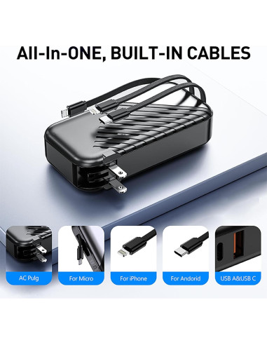 Cargador Portátil USB-C 10000mAh con Enchufe de Pared 27W