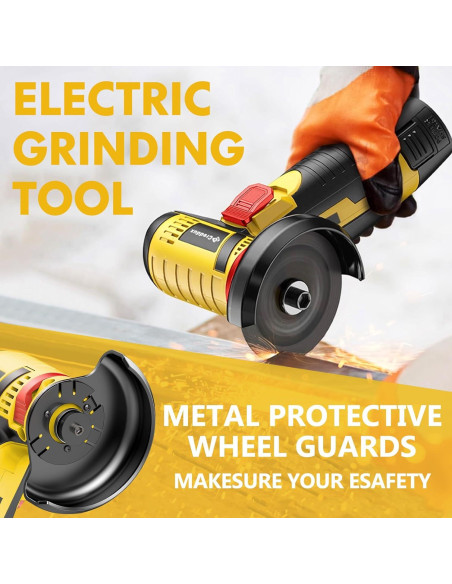 Amoladora Angular Inalámbrica Creddux 3" 16.8V 2000mAh Amarillo