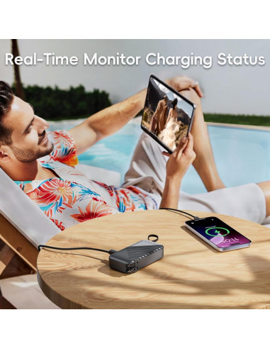 Cargador Portátil USB-C 10000mAh con Enchufe de Pared 27W