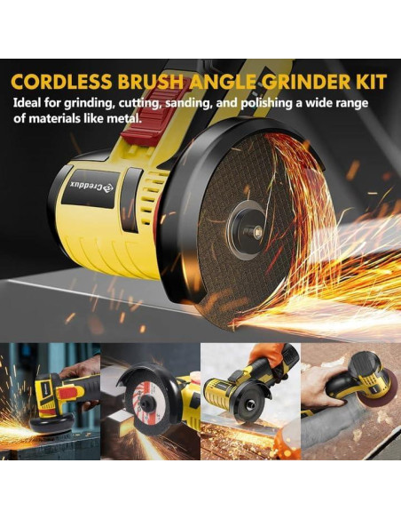 Amoladora Angular Inalámbrica Creddux 3" 16.8V 2000mAh Amarillo