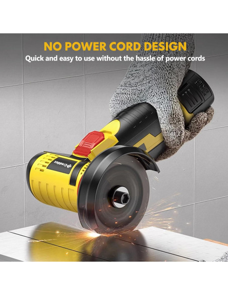 Amoladora Angular Inalámbrica Creddux 3" 16.8V 2000mAh Amarillo