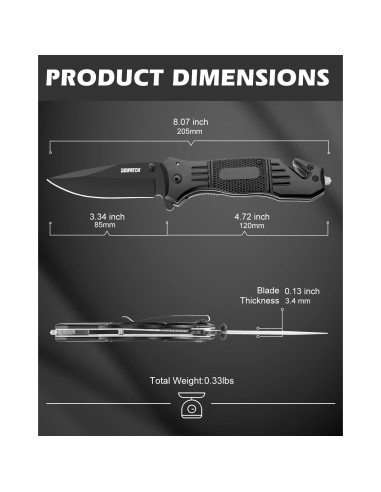 Cuchillo Plegable Dispatch con Hoja de 8.49 cm y Cortador