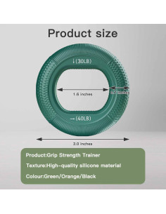 Entrenador de Fuerza de Agarre AIKESIWAY - 3 Anillos Silicona 30-80lbs 2
