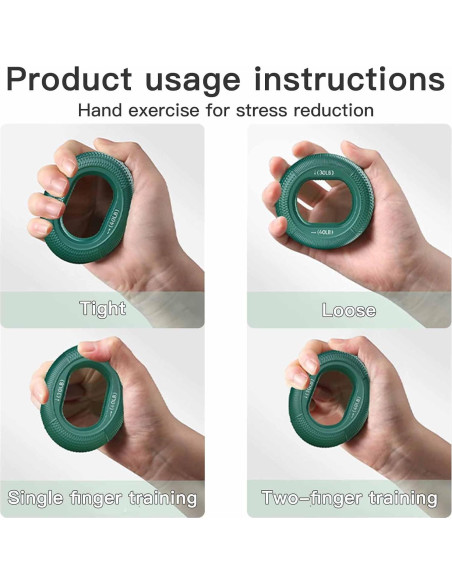 Entrenador de Fuerza de Agarre AIKESIWAY - 3 Anillos Silicona 30-80lbs