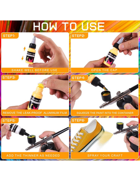 Juego de Pintura Aerográfica 24 Colores BLESTALIDO 20ml