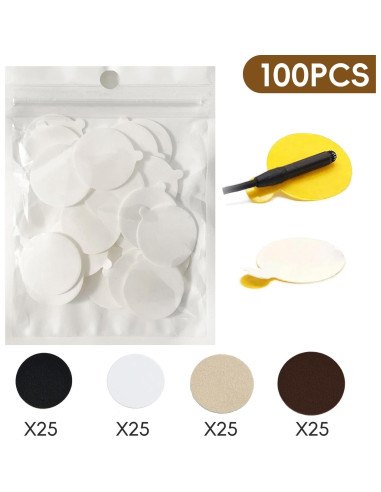 100 Círculos Adhesivos Suaves para Micrófonos Lavalier - 25mm