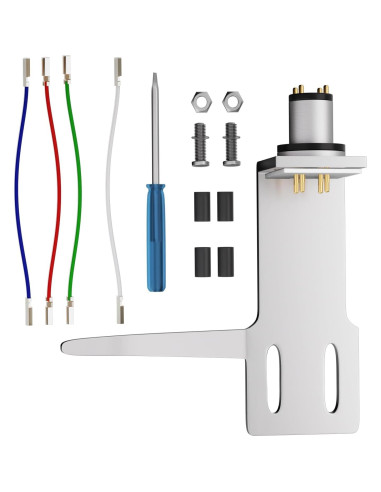 Cabezal de Phono Universal Monosaudio Aluminio Plata con Cables