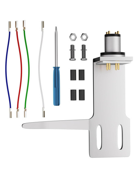 Cabezal de Phono Universal Monosaudio Aluminio Plata con Cables