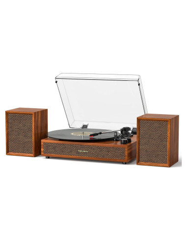 Reproductor de Vinilo TANLANIN SON1-TE-2028BR con Altavoces Externos
