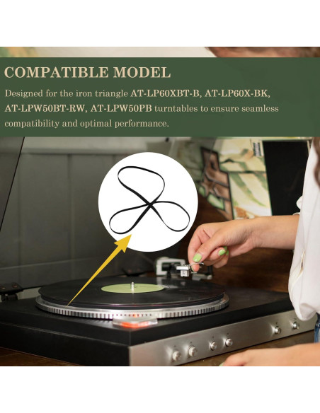 Correa de Repuesto para Tocadiscos UPIQNG AT-PL50/AT-LP60 - Goma