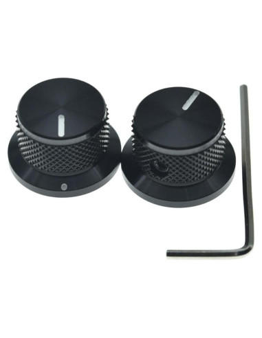 Perillas de Potenciómetro KAISH 2pcs 1/4" Aluminio Negro