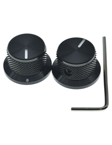 Perillas de Potenciómetro KAISH 2pcs 1/4" Aluminio Negro