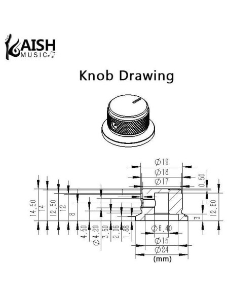 Perillas de Potenciómetro KAISH 2pcs 1/4" Aluminio Negro